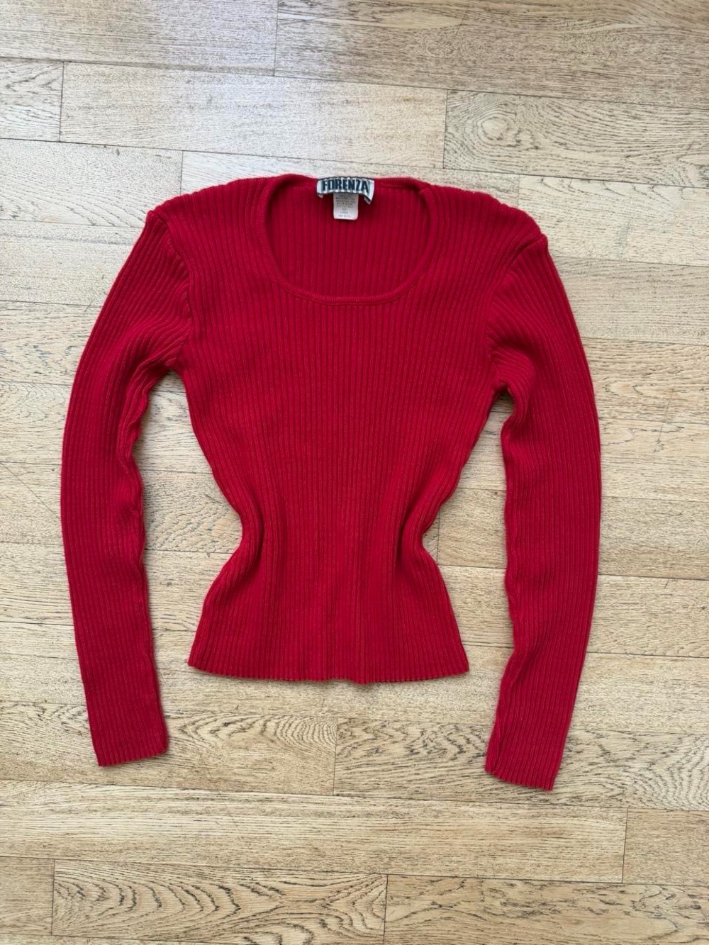 Forenza Women's Red Ribbed Scoop Neck Sweater